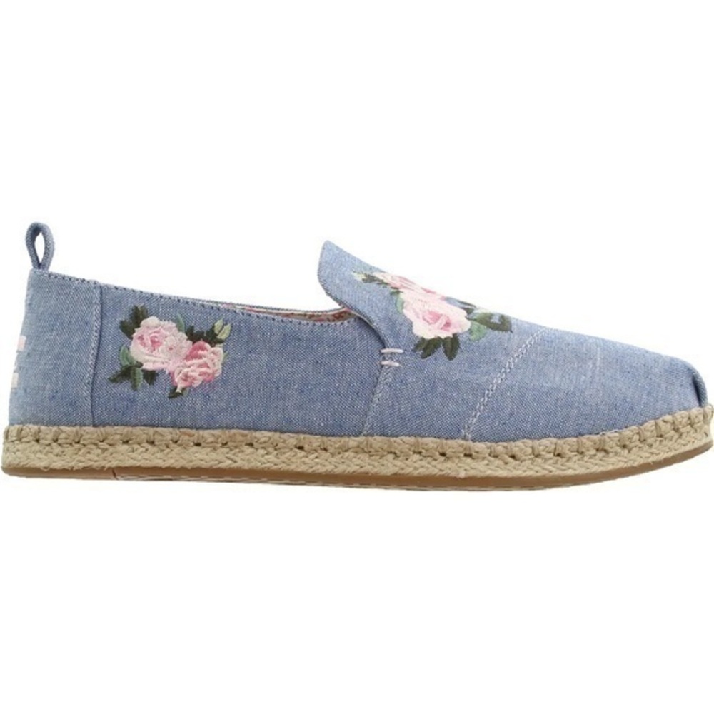 Toms Deconstructed Alpargata Rope Embroidered Floral Chambray Flats